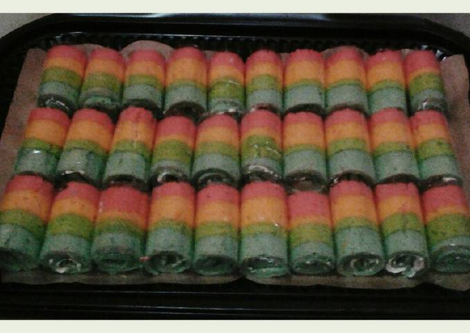 Mini Rainbow roll cake/bolu gulung pelangi mini