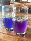 Butterfly pea iced tea - add lemon and the colour changes from blue to purple🪄🧚‍♀️