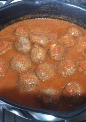 A picture of Cheese-Stuffed Meatballs in Tomato Sauce.