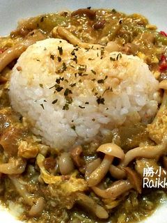 【菇菇巧思】雙菇綠咖哩燴飯 的食譜成品照片