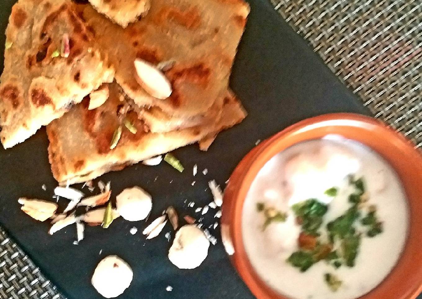 Falahari halwa paratha with makhane ka raita