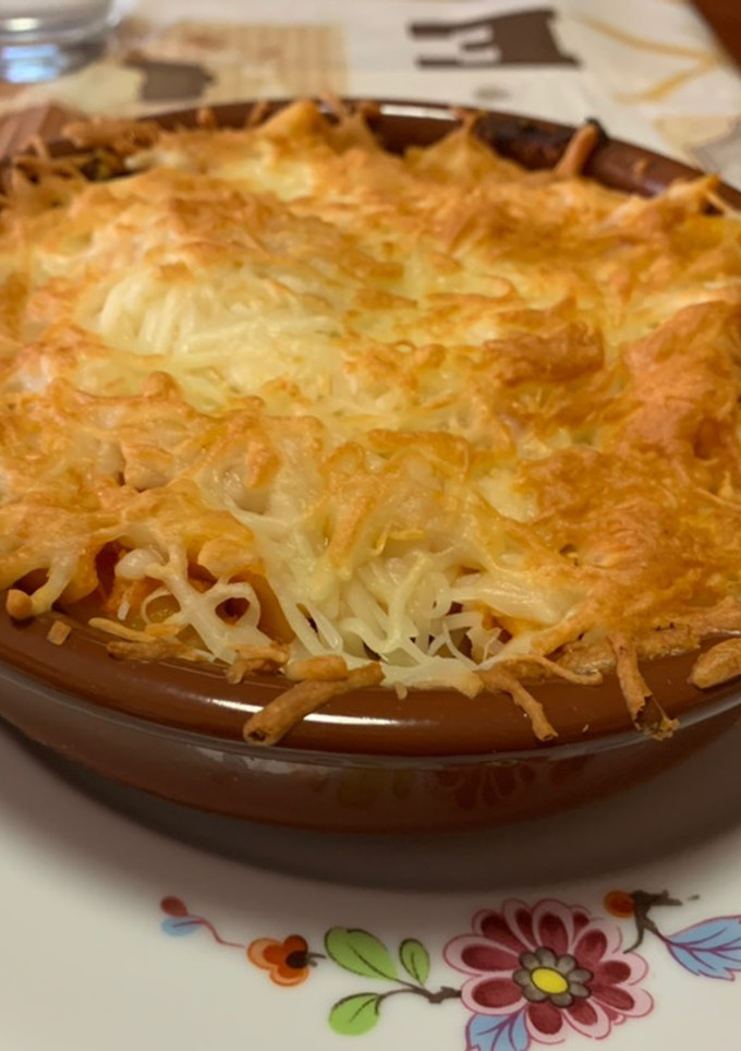 Una foto de Macarrones gratinados en freidora de aire