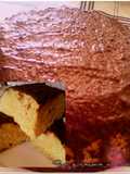 Bizcocho de zanahoria cubierto de chocolate al microondas