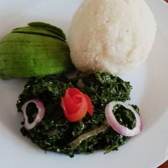 Tasty & economical spinach, kales with ugali A picture of Tasty & economical spinach, kales with ugali.
