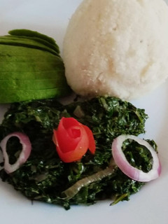 A picture of Tasty & economical spinach, kales with ugali.