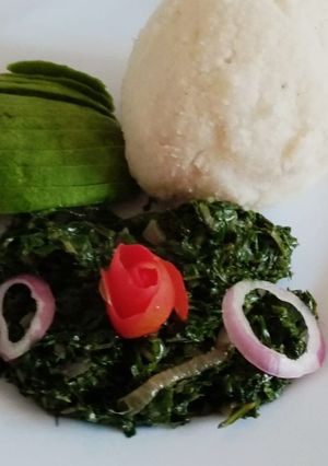A picture of Tasty & economical spinach, kales with ugali.