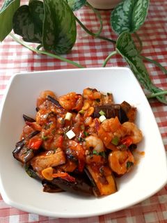 Foto resep Udang dan terong saos gochujang