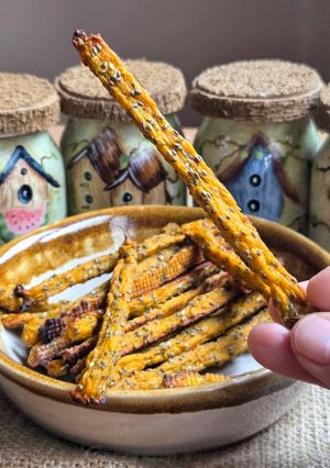 Una foto de Talitas de batata 🍠 y semillas de chía 🌱 sin harina, sin fécula, sin gluten 🌱