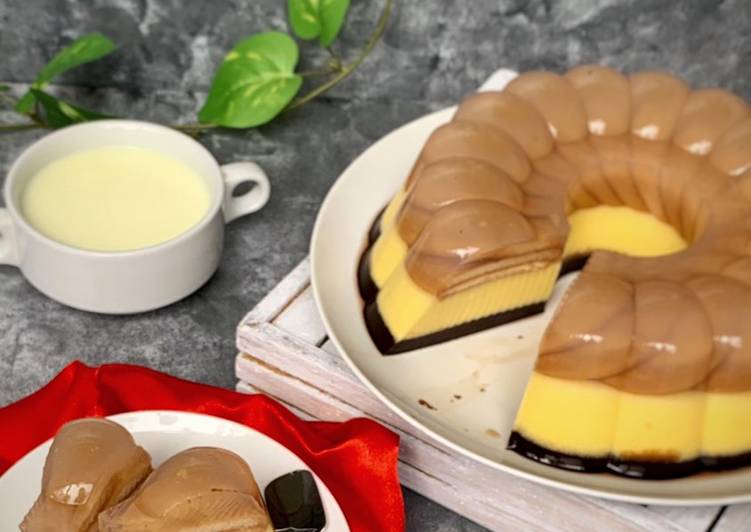 Resep Puding Marie Regal 3 Lapis | Langkah Membuat Puding Marie Regal 3 Lapis Yang Sedap