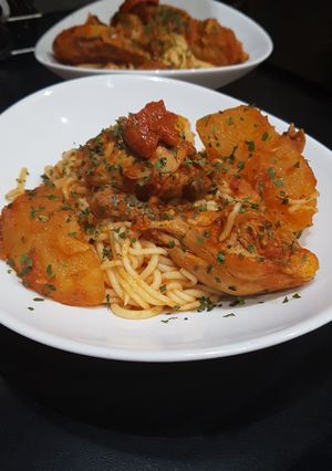 O poză a rețetei Spaghete tunisiane cu pui.