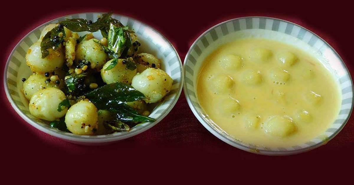 Sweet and savory dumplings with Little Millet (Paal kozhukattai, masala