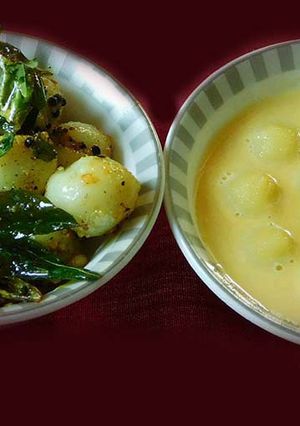 A picture of Sweet and savory dumplings with Little Millet (Paal kozhukattai, masala mani kozhukattai in tamil).