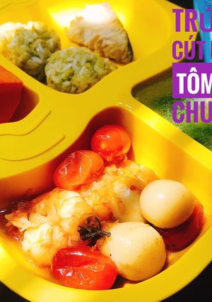 Hình của món Trứng cút khìa nước dừa với tôm.