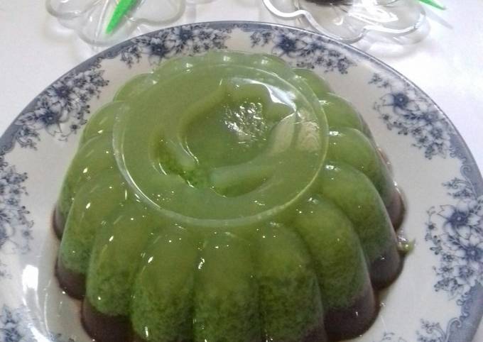 Tutorial Membuat Resep Puding Lumut Pandan Coklat