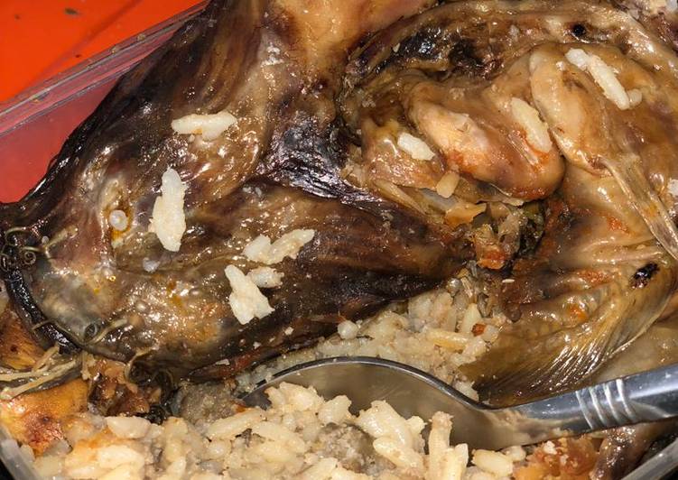 Coconut rice with dry fish