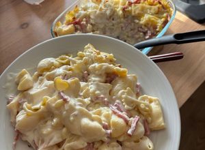 Une photo de Gratin de Pâtes à la Raclette et Bacon