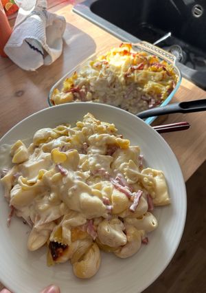 Une photo de Gratin de Pâtes à la Raclette et Bacon