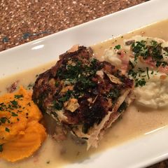 Chicken spinach mushroom and herb layer bake A picture of Chicken spinach mushroom and herb layer bake.