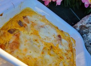 Une photo de Gratin d'asperges au chorizo