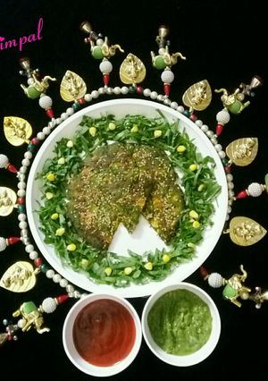 A picture of Corn Spinach Handvo.