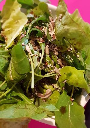 Una foto de Dieta: ensalada light, sin sal ni aceite, con mix de semillas