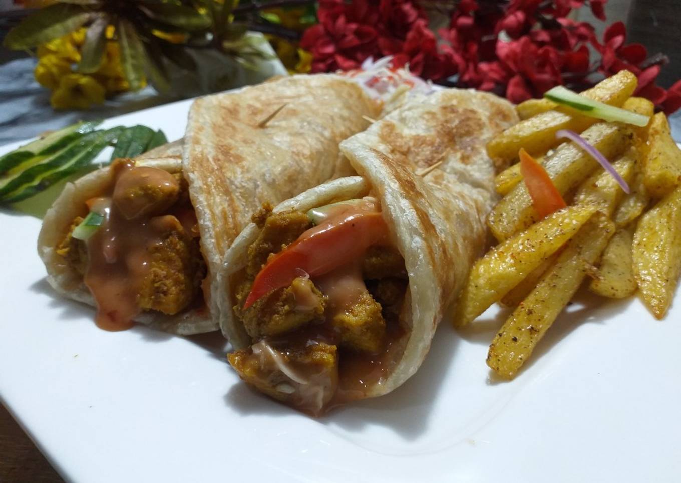 Chicken tikka paratha roll