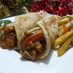 A picture of Chicken tikka paratha roll.