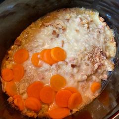 A picture of Crockpot Chicken and stuffing.