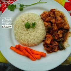 Black chicken pepper with rice A picture of Black chicken pepper with rice.