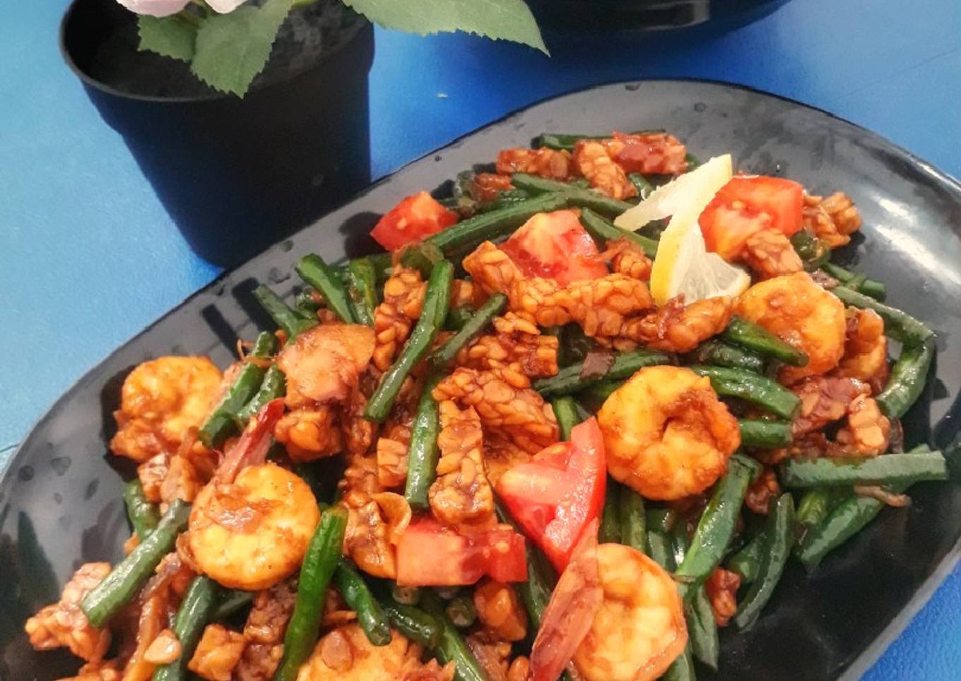 Tumis tempe kacang panjang special