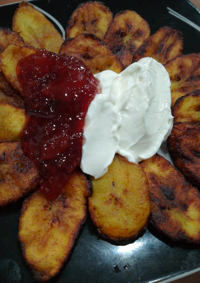 Una foto de Plátanos fritos un rico postre