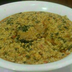 A picture of Fried fish egusi soup.