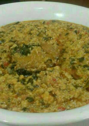 A picture of Fried fish egusi soup.