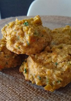 Una foto de Torrejitas de soja texturizada + curry