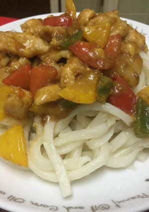 Foto resep Resep mie udon bumbu ayam sate