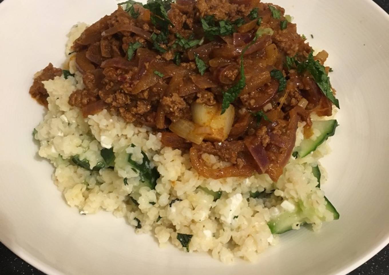 Recipe of Any-night-of-the-week Lamb Ragu and Warm Feta Bulgur Salad