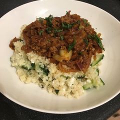Lamb Ragu and Warm Feta Bulgur Salad A picture of Lamb Ragu and Warm Feta Bulgur Salad.
