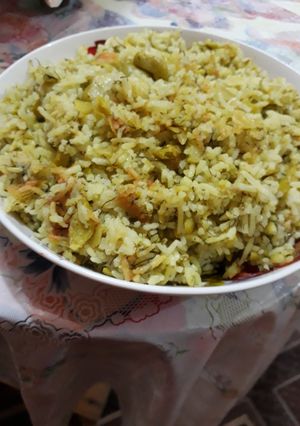 صورة لوصفة رز بأقلاء وشبنت على طريقتي الخاصة