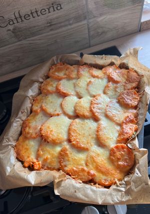 Spenótos-árpagyöngyös rakott édesburgonya recept fotója