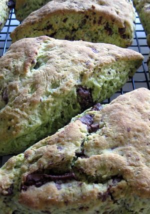 A picture of Matcha & Chunky Chocolate Scones.