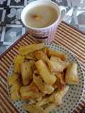 Quaker con manzana y yucas fritas