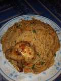 Spaghetti bolognese and marinated chicken
