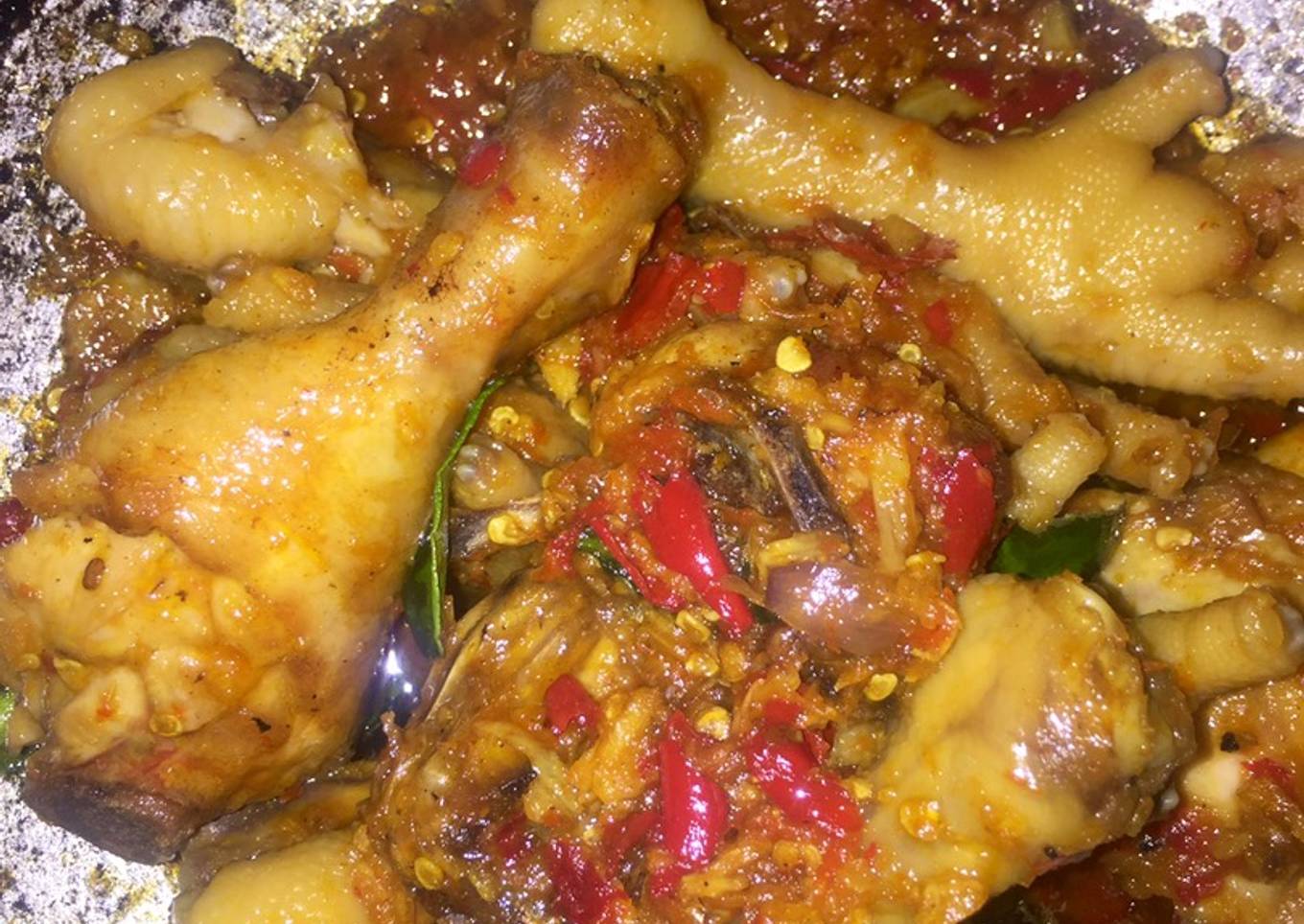 Resep Ayam + ceker rica pedas Anti Gagal