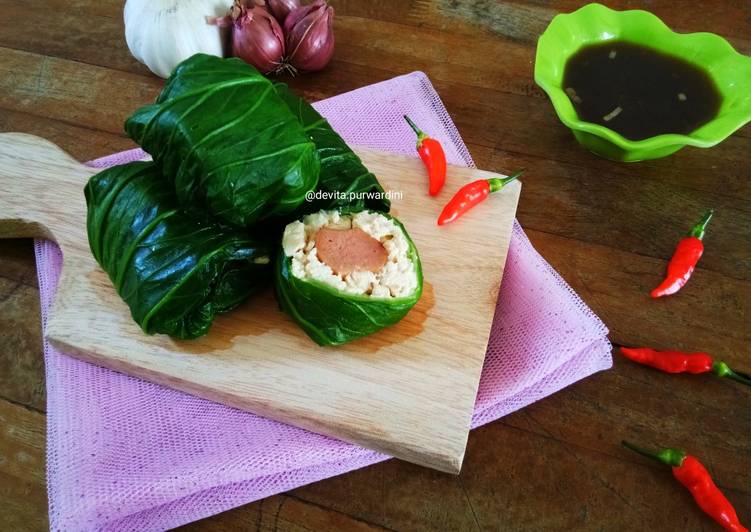 Pokcoy gulung tahu dan sosis