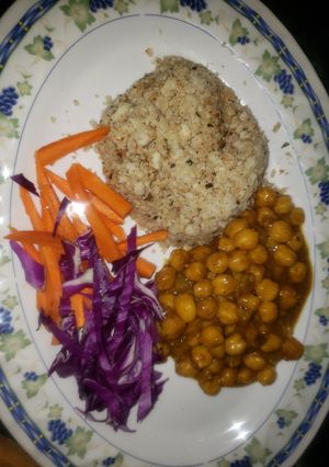 A picture of Cauliflower Rice & Curried Chickpeas.