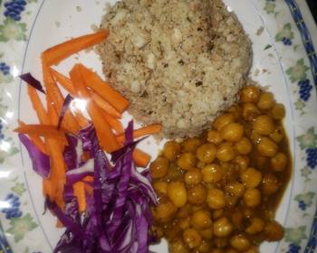 The New Way Making Recipe Cauliflower Rice  Curried Chickpeas Savory Delicious