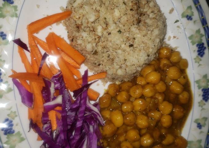 Steps to Prepare Speedy Cauliflower Rice &amp; Curried Chickpeas