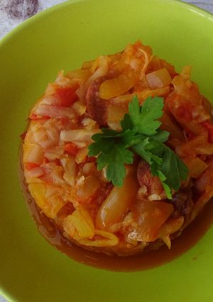 Zelleres, kolbászos lecsó recept fotója