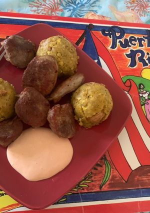 Una foto de Mofongo con carne frita PR