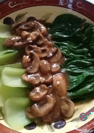 Foto resep Pokcoy siram jamur merang